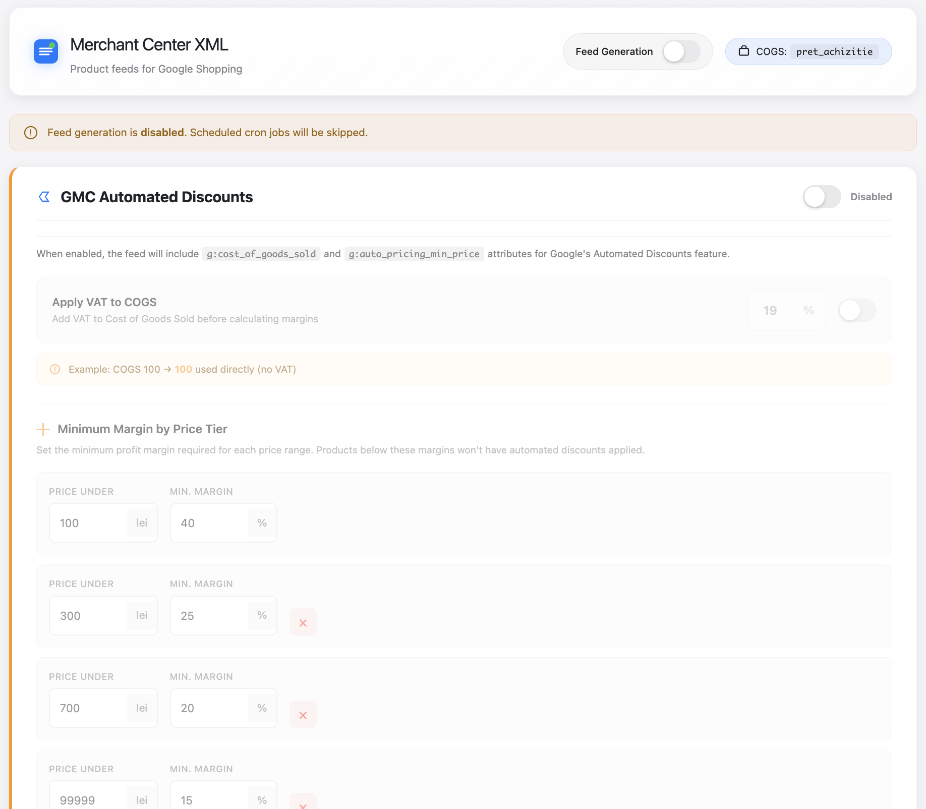 WooTrack — Merchant Center Feed: XML feed generation with custom label sync