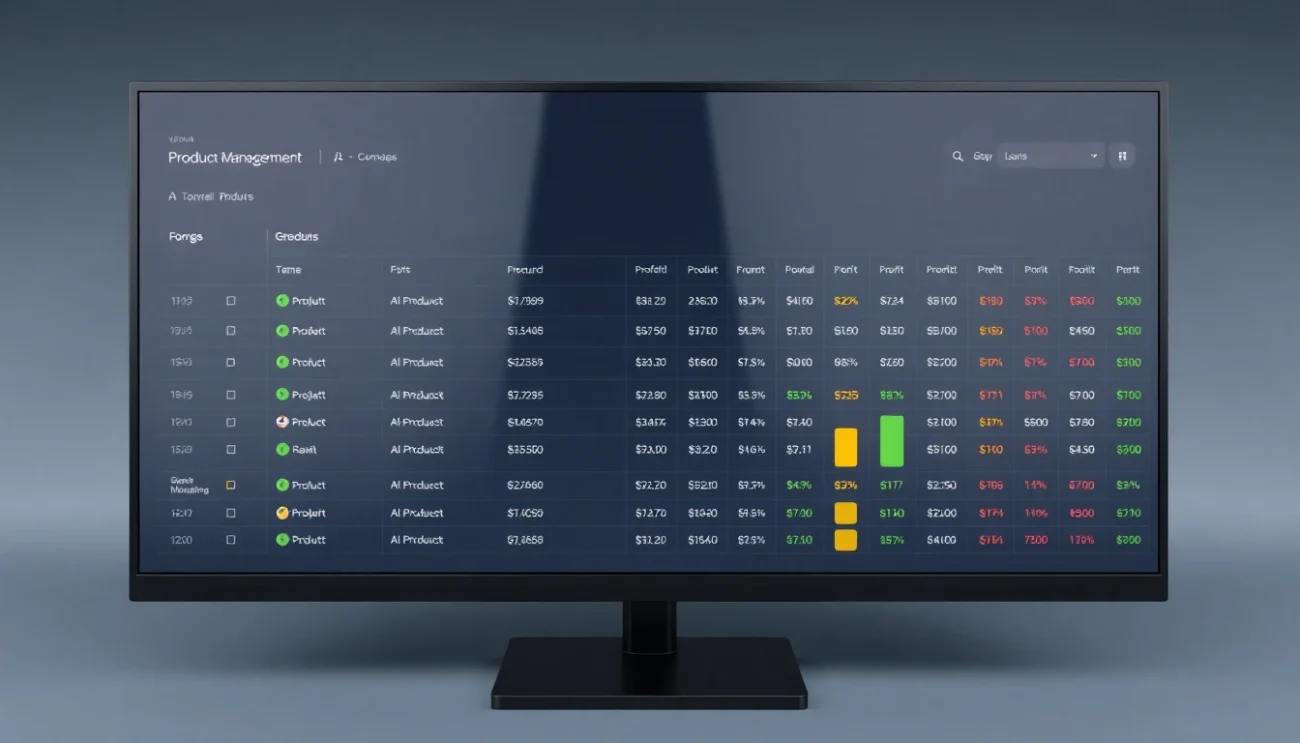 WooCommerce product profit dashboard with A C X product labels and POAS scores per product