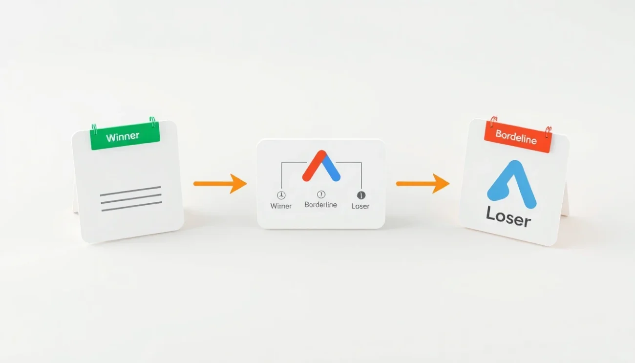 POAS product labeling Winners Borderline Losers synced to Google Ads campaigns