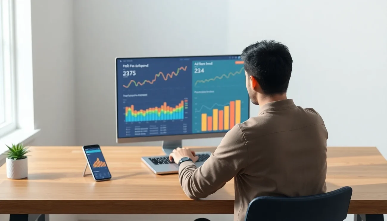 WooCommerce store owner reviewing POAS profit data on a laptop and mobile app