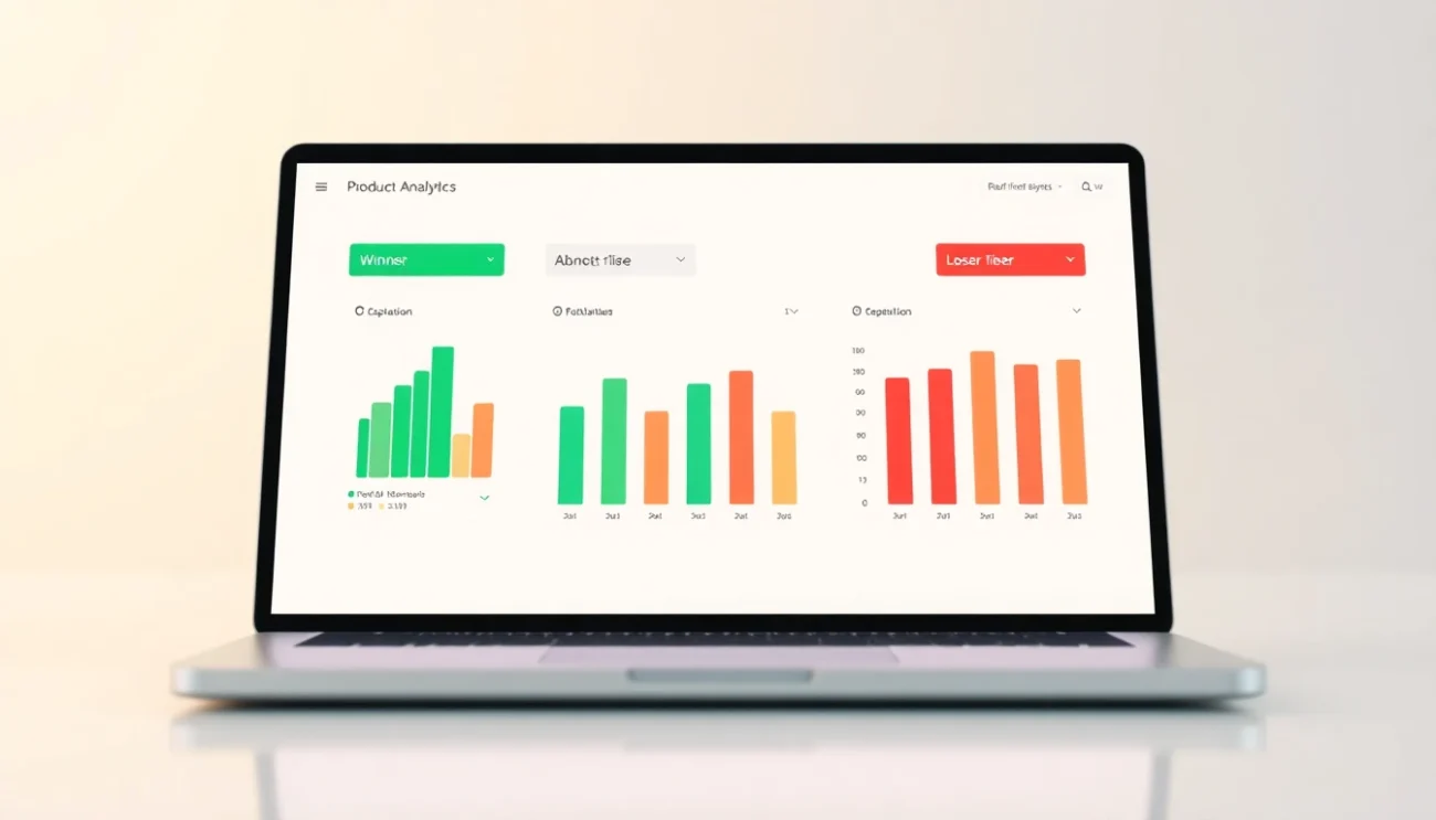 POAS bidding dashboard showing profitable and unprofitable products labeled for Google Ads