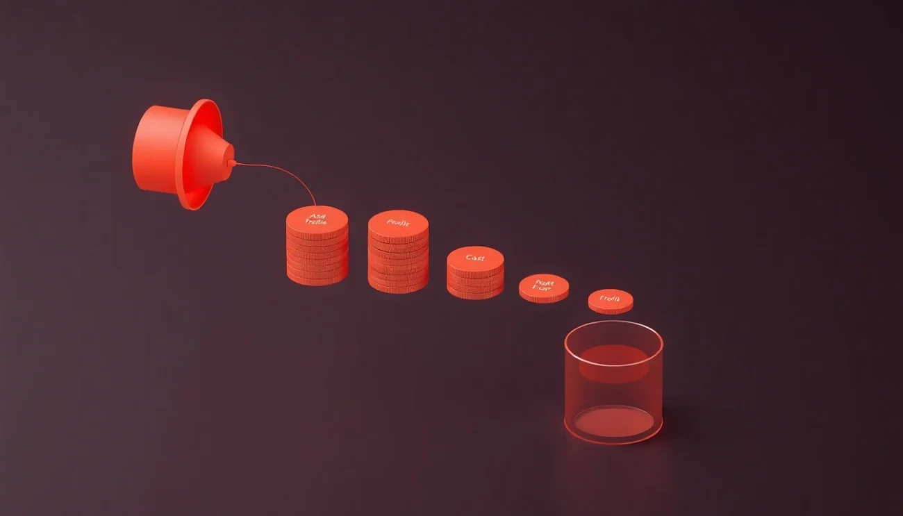 Diagram showing how seasonal discounts reduce per-order profit margin in WooCommerce while Google Ads keeps bidding aggressively