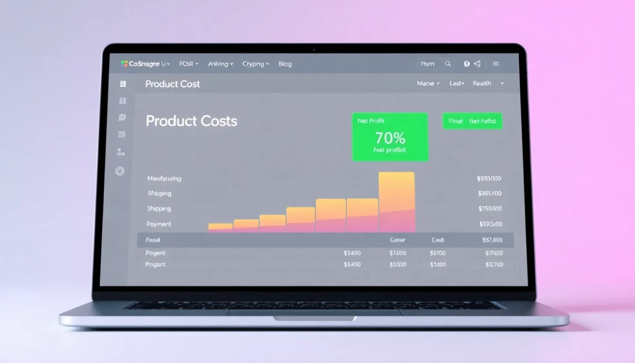 WooCommerce per-product profit tracking showing COGS, shipping fees, and net margin breakdown