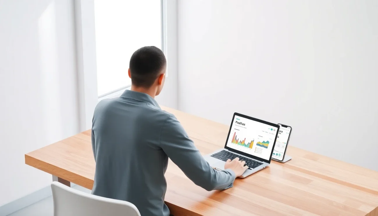 WooCommerce store owner reviewing profit dashboard on laptop and mobile app